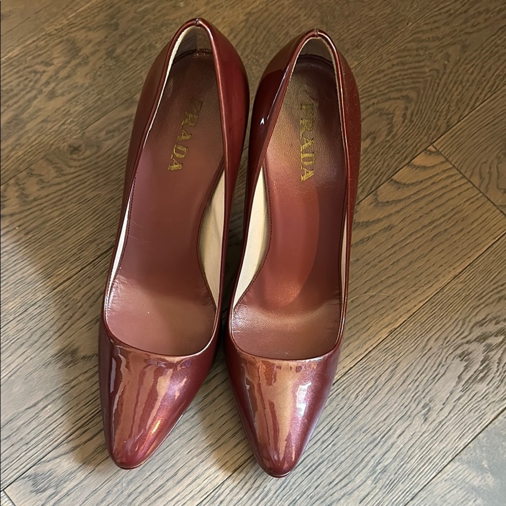 Prada wine colour Leather Heels with Stiletto Design